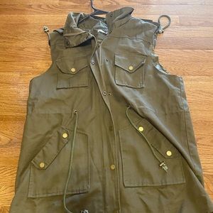 BBX Lephsnt women’s Utility Vest drawstring waist military sleeveless jacket-XL